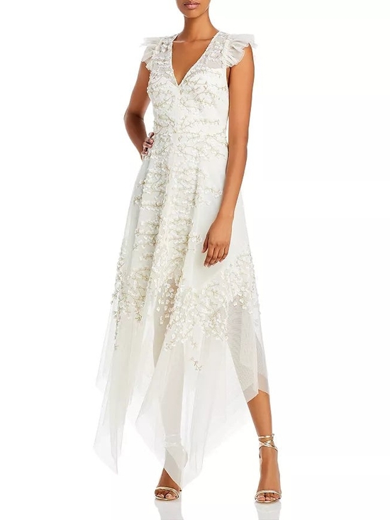 BCBGMaxAzria Dresses & Skirts - BCBGMAXAZRIA Embroidered Tulle Gown bridal shower dress bride white 4 NWT $428